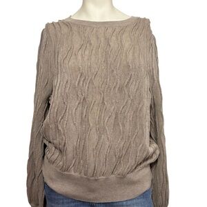 &merci textured tan crewneck sweater